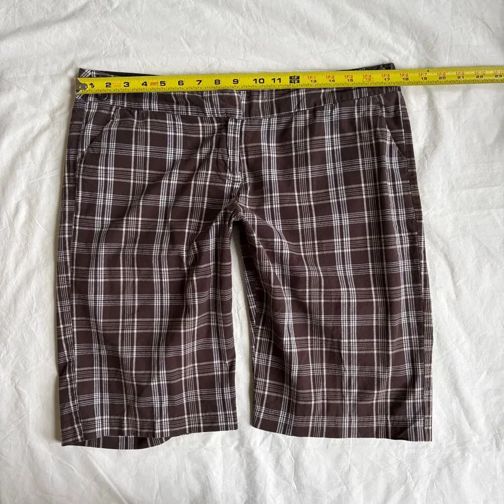 Y2K Brown Plaid Low Rise Bermuda Shorts Charlotte Russe - Size 11/30